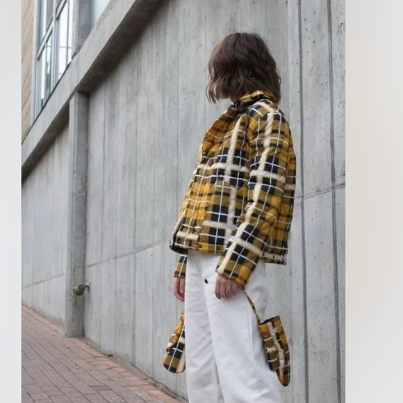 House of Sunny Yellow Plaid Jacket UK 10 US 6 Matching Mittens Snap Short / Long - Picture 6 of 11